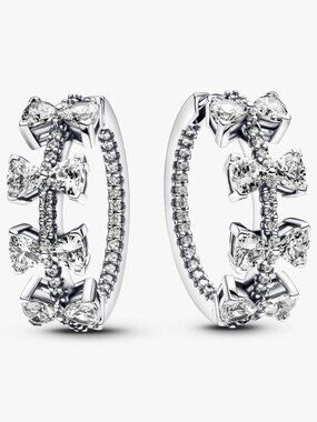 Pandora Sparkling Bow Row Hoop Earrings